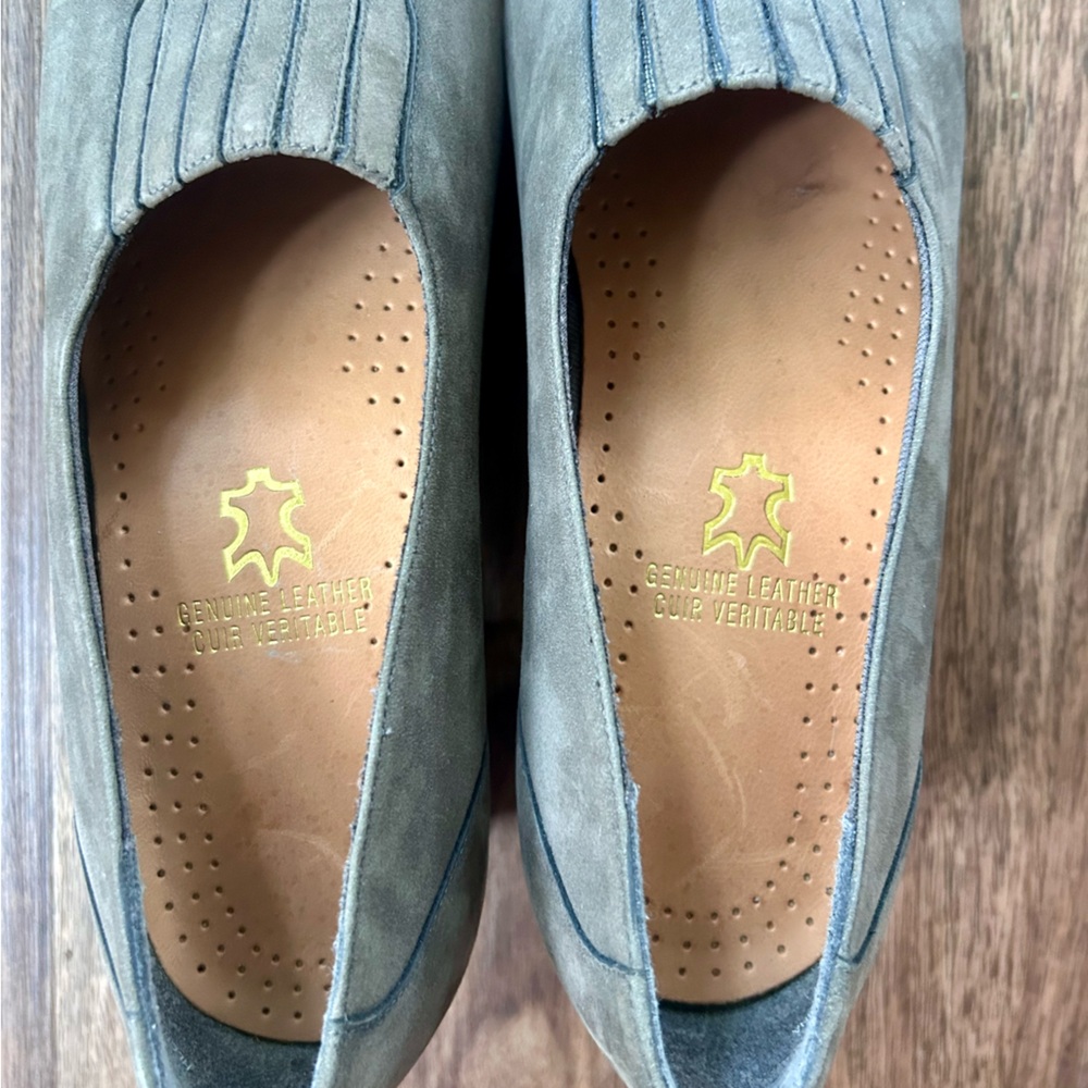 NATURALIZER Natural Flex Leather Suede Square Toe Block Heels Academia Sz 8.5 N - Picture 6 of 8